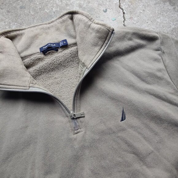 'Nautica' tan quarter zip sweatshirt with kangaroo pocket men's XL - Picture 2 of 4